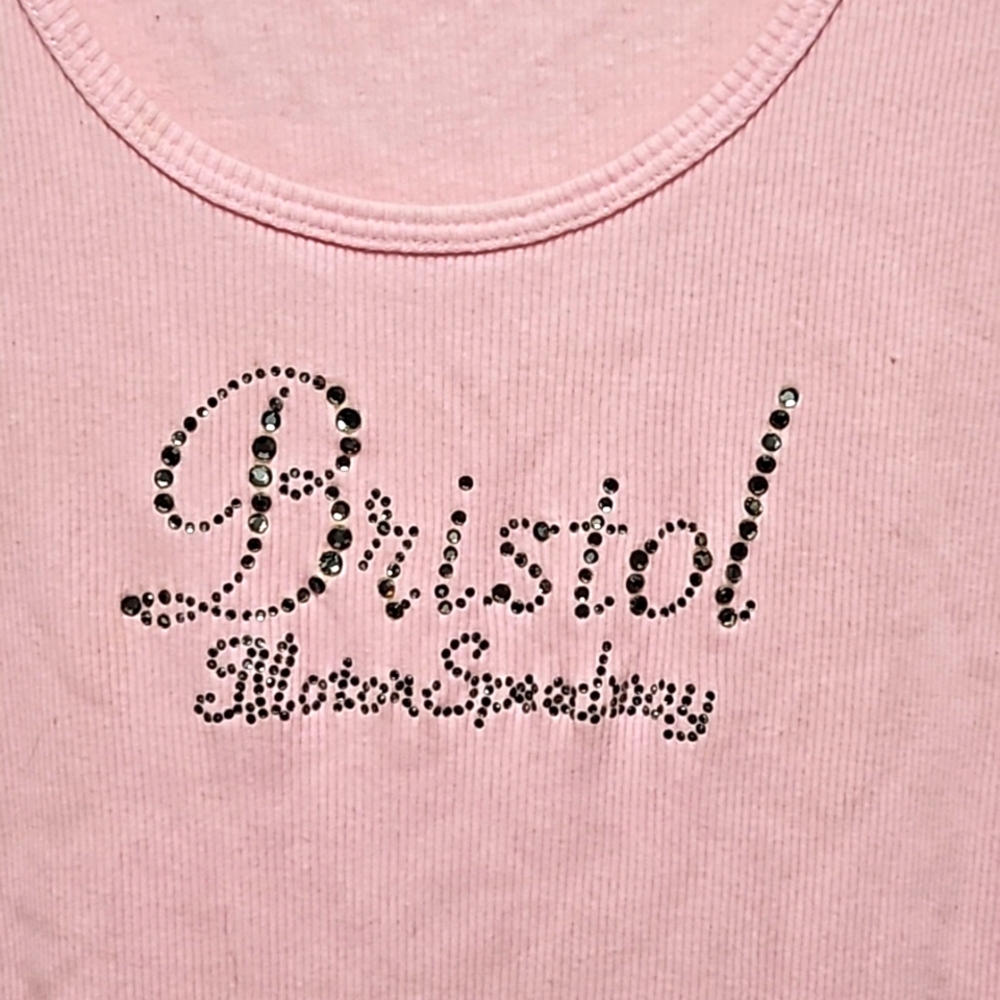 💖Super Cute & Blingy Bristol Motor Speedway Pretty PINK Tank Size Medium
